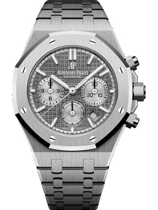 Audemars Piguet Royal Oak Selfwinding Chronograph 26315ST.OO.1256ST.02 in stainless steel with ruthenium-toned “Grande Tapisserie” dial.