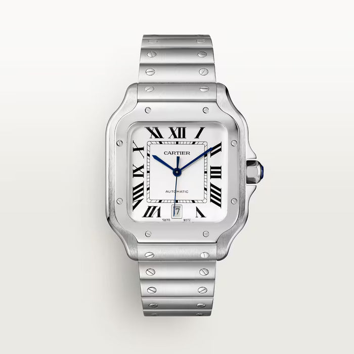Cartier Santos de Cartier WSSA0018 in stainless steel with square case and automatic movement.