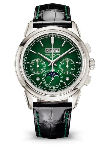 Patek Philippe 5270P-014 Platinum Chronograph with Perpetual Calendar and Green Dial-Front View