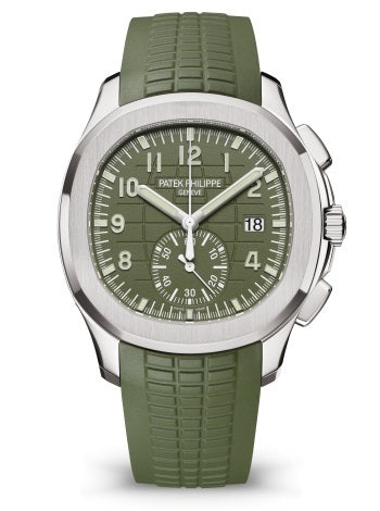 Patek Philippe Aquanaut 5968G-010 White Gold 42.2mm Khaki Green Dial with Composite Strap