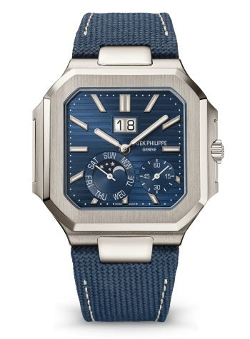 Patek Philippe Cubitus 5822P-001 Platinum 45mm Sunburst Blue Dial with Navy Blue Composite Strap