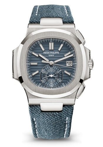 Patek Philippe Nautilus 5980/60G-001 White Gold 40.5mm Opaline Blue-Gray Dial with Calfskin Strap