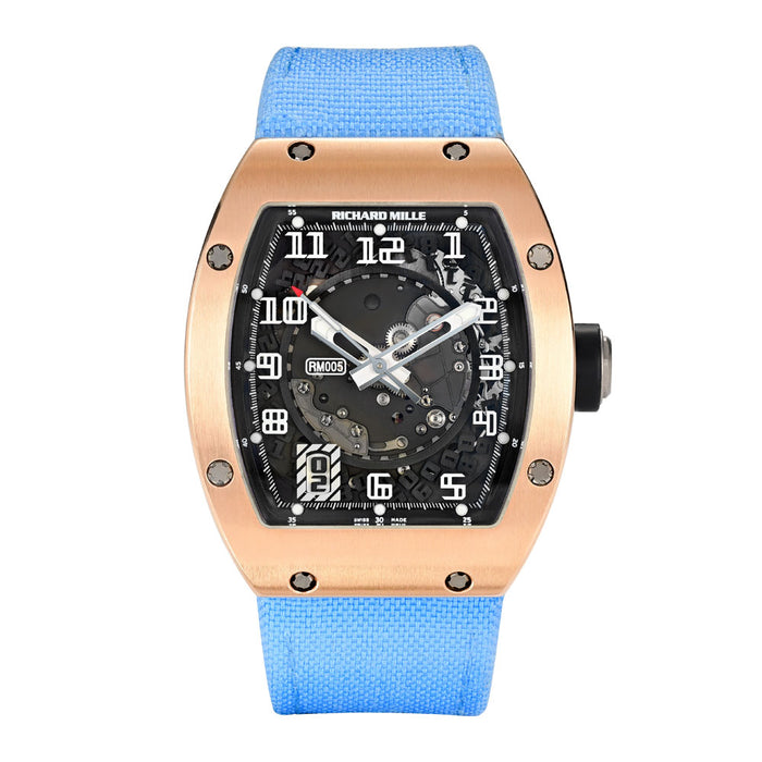 Richard Mille RM005 18K Rose Gold 45mm Skeleton Dial with Blue Fabric Strap - Luxury Automatic Men's Watch