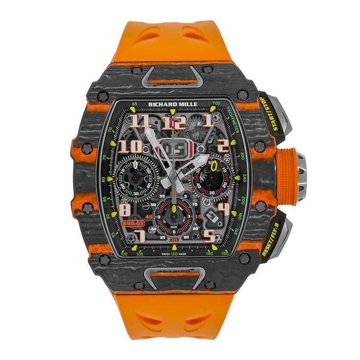 Richard Mille RM 11-03 McLaren Orange Carbon 50mm Skeleton Dial on Orange Strap