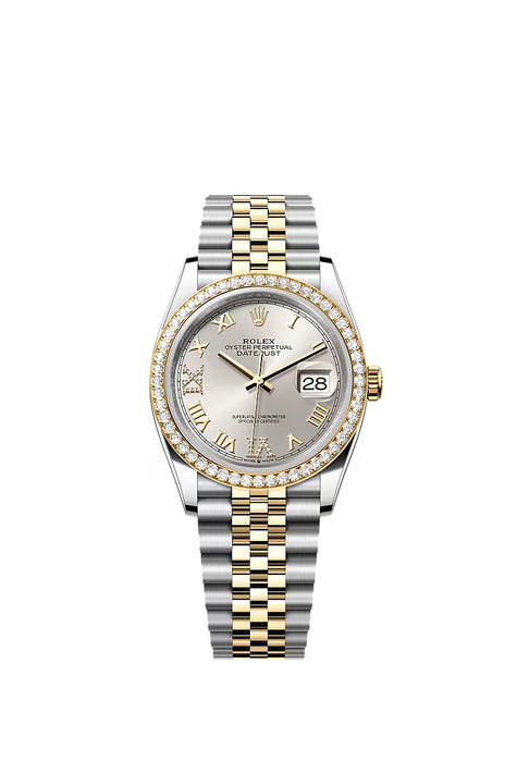 Rolex Datejust 126283RBR Stainless Steel and Yellow Gold 36mm Silver Diamond Dial with Jubilee Bracelet