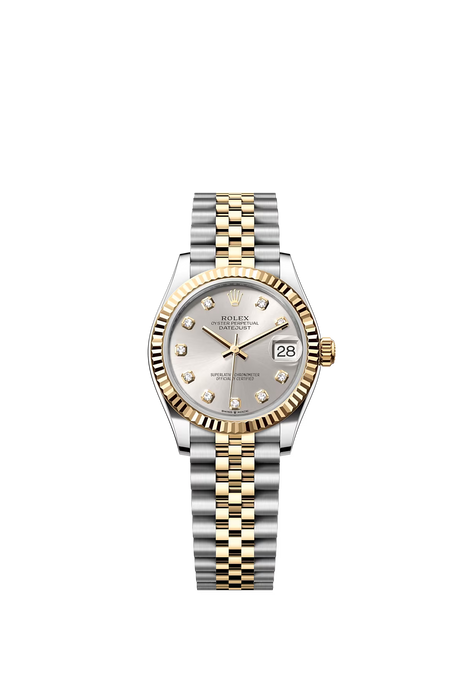 Rolex Datejust 278273 31mm yellow gold and stainless steel watch with silver diamond dial and Jubilee bracelet