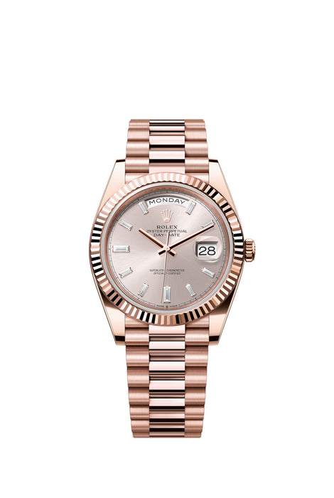Rolex Day-Date 40mm Everose Gold Sundust Diamond Dial with President Bracelet