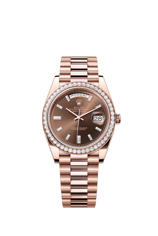 Rolex Day-Date 228345RBR Rose Gold 40mm chocolate diamond dial luxury watch with President bracelet