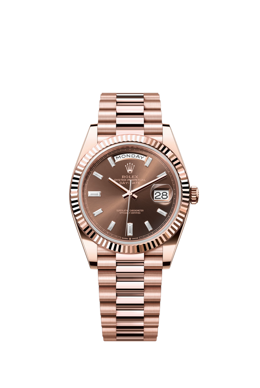 Rolex Day-Date 228235 Rose Gold 40mm Chocolate Diamond Dial luxury watch with President bracelet