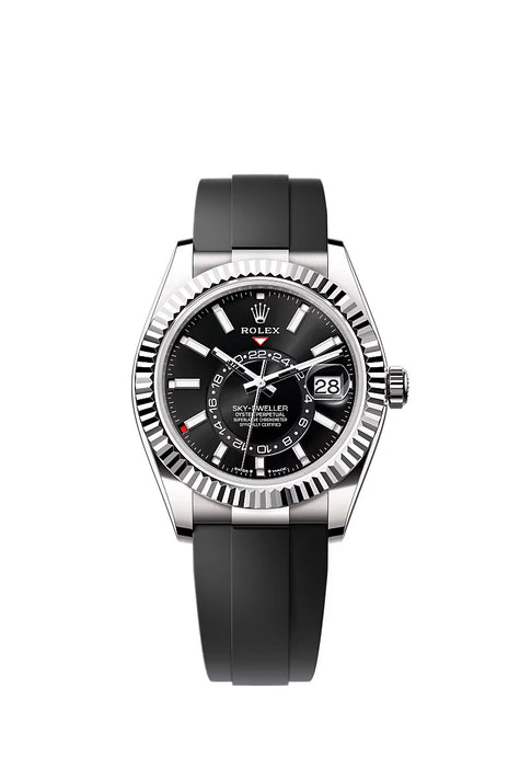 Rolex Sky-Dweller 336239 in white gold with bright black dial on Oysterflex bracelet