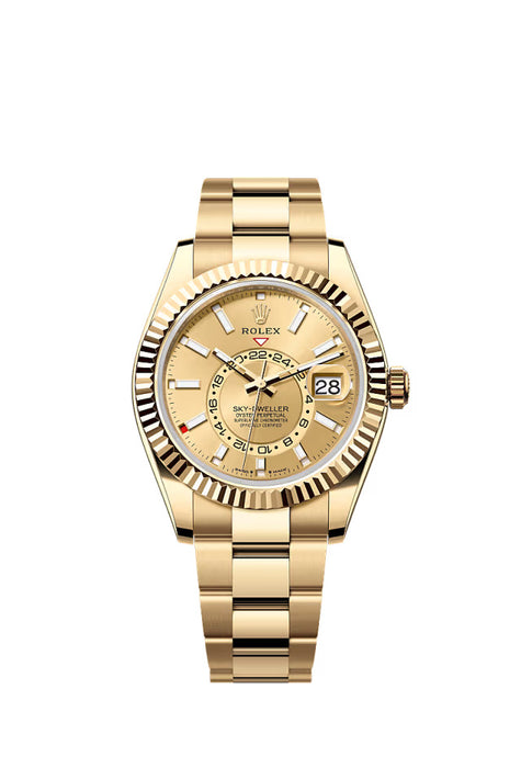 Rolex Sky-Dweller 336938 in 18k Yellow Gold with Champagne Dial and Oyster Bracelet – 42mm Luxury Watch