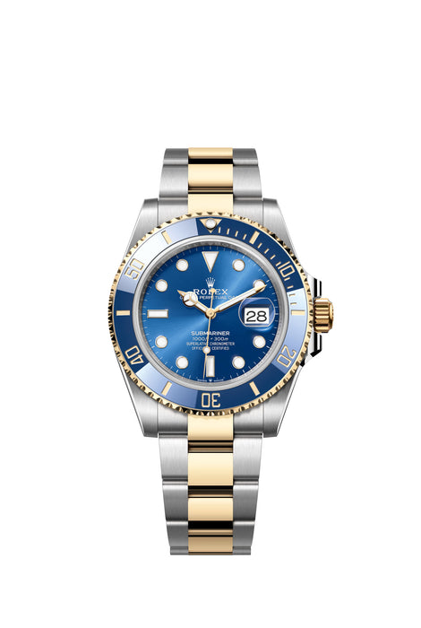 Rolex Submariner Date 126613LB in two-tone yellow gold and stainless steel with a royal blue dial and blue Cerachrom bezel.