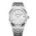 Audemars Piguet Royal Oak 41mm in stainless steel with a silver-toned Grande Tapisserie dial and integrated stainless steel bracelet.


