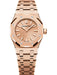 Audemars Piguet Royal Oak Mini Frosted Gold Quartz 67630OR.GG.1312OR.01-B in 18-carat pink gold with pink gold-toned dial and hammered Frosted Gold bracelet.

