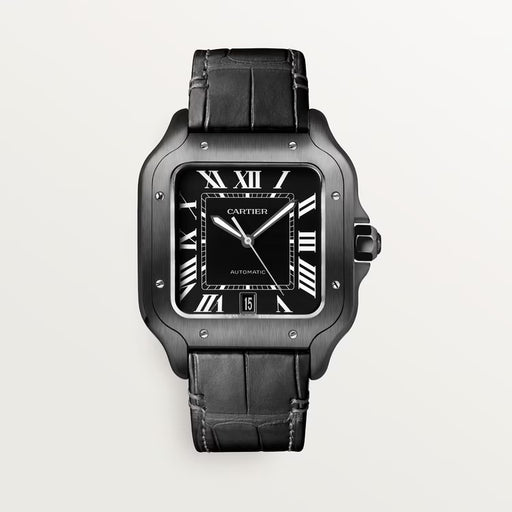 Cartier Santos de Cartier WSSA0039 in stainless steel featuring a silvered opaline dial and Santos-style bracelet.


