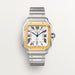 Cartier Santos W2SA0009 Gold and Steel Watch with Square Case and Blue Crown

