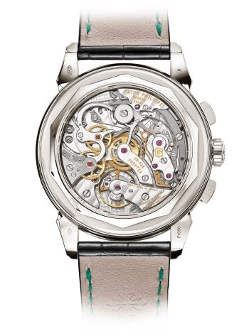 Patek Philippe 5270P-014 Platinum Chronograph with Perpetual Calendar and Green Dial-BlackView