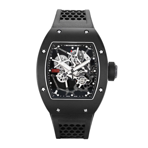 Richard Mille RM 035 Carbon 48mm Skeleton Dial Luxury Watch with Rubber Strap

