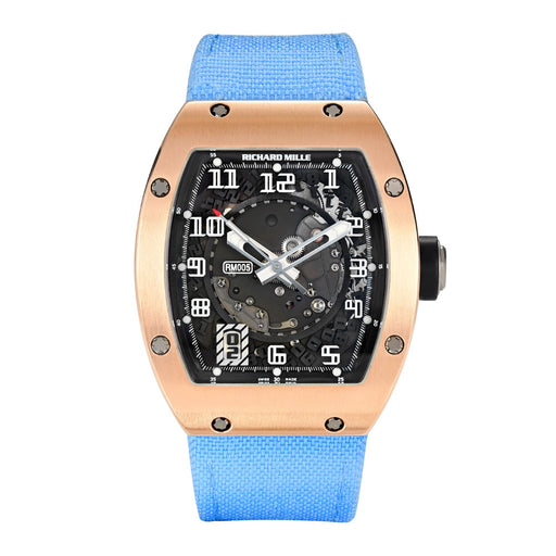 Richard Mille RM005 18K Rose Gold 45mm Skeleton Dial with Blue Fabric Strap - Luxury Automatic Men's Watch


