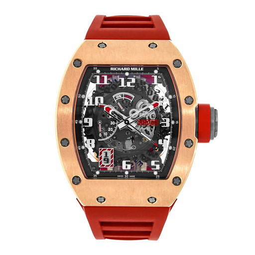 Richard Mille RM 030 Rose Gold Limited Edition 50mm with transparent dial and red rubber strap