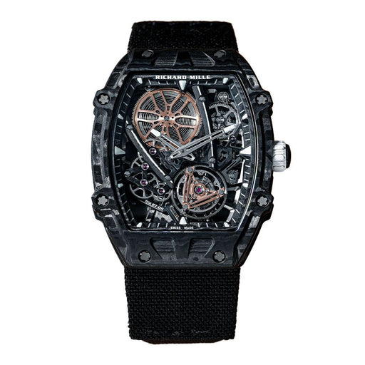 Richard Mille RM27-05 Rafael Nadal Carbon 37mm Skeleton Dial with Black Fabric Strap - Flying Tourbillon Men's Luxury Watch

