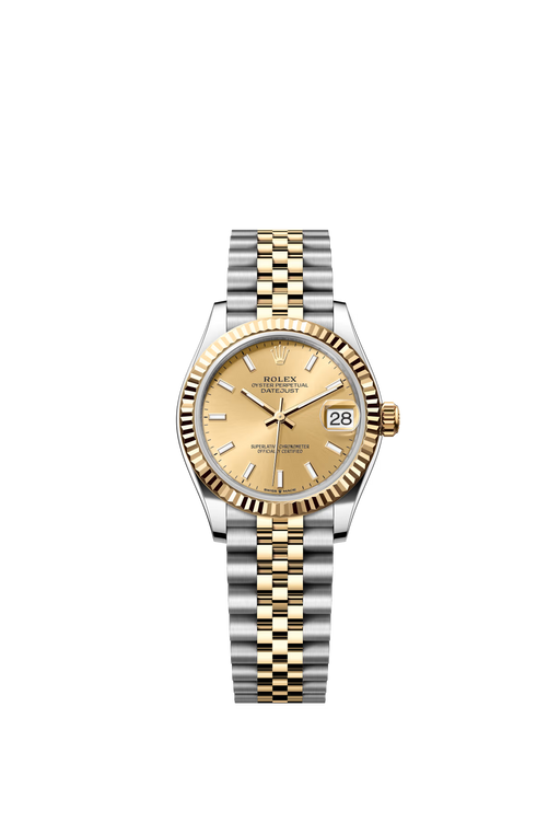Rolex Datejust 278273 31mm yellow gold and stainless steel watch with champagne dial and Jubilee bracelet

