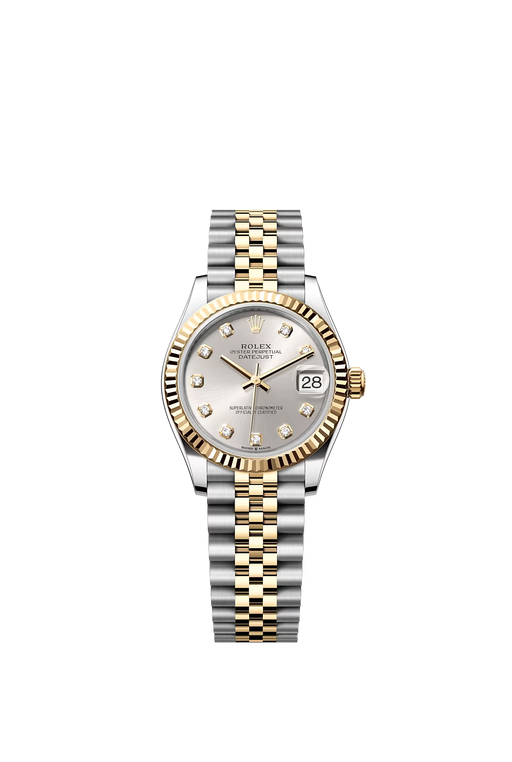 Rolex Datejust 278273 31mm yellow gold and stainless steel watch with silver diamond dial and Jubilee bracelet

