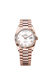 Rolex Day-Date 128235 36mm Everose Gold with White Roman dial and fluted bezel

