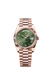 Rolex Day-Date 228235 40mm Everose gold watch with olive green Roman dial and President bracelet

