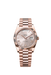 Rolex Day-Date 228235 40mm Everose gold watch with Sundust dial and Roman numerals on President bracelet

