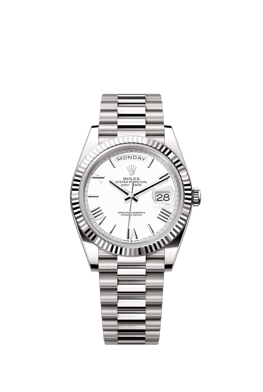 Rolex Day-Date 228239 White Gold 40mm White Dial luxury watch with President bracelet


