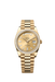 Rolex Day-Date 228348RBR yellow gold 40mm watch with champagne dial and diamond bezel on President bracelet

