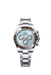 Rolex Daytona 126506 in platinum with 40mm ice blue dial and chestnut brown counter rings, featuring Oyster bracelet and precision chronograph.