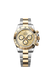 Rolex Daytona 126503 in stainless steel and yellow gold with 40mm yellow gold dial, black counters, and Oyster bracelet.