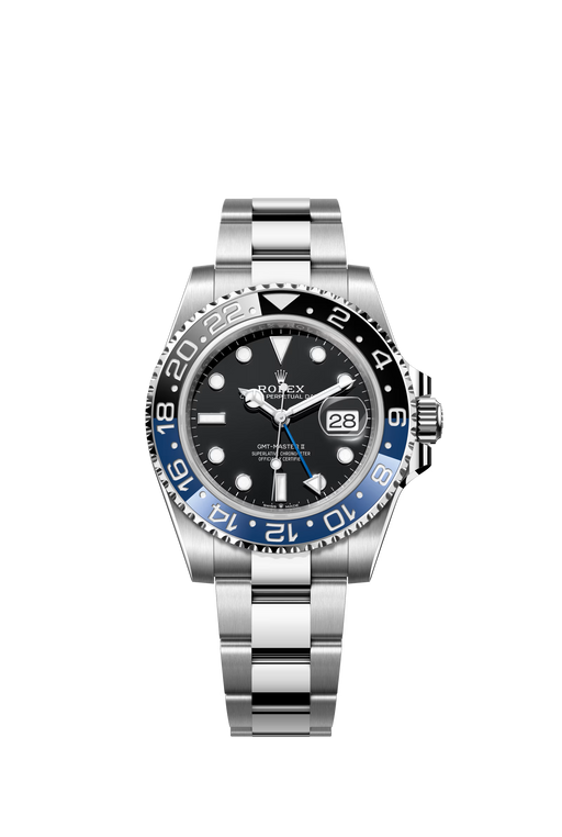 Rolex GMT-Master II 126710BLNR in stainless steel with black dial and blue/black bezel on Oyster bracelet

