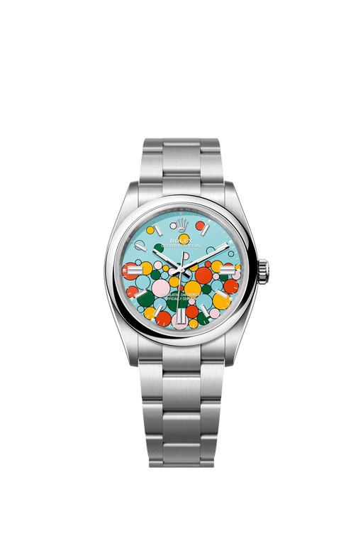 Rolex Oyster Perpetual 36 126000 Stainless Steel 36mm Turquoise Blue Celebration Motif Dial with Oyster Bracelet


