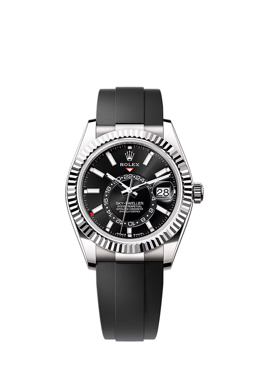Rolex Sky-Dweller 336239 in white gold with bright black dial on Oysterflex bracelet

