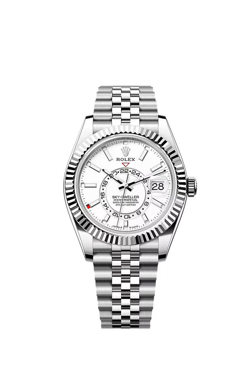 Rolex Sky-Dweller 336934 in White Gold & Stainless Steel, 42mm, featuring an Intense White Dial and Jubilee Bracelet.