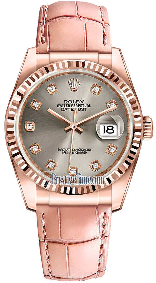 Rolex Datejust 36mm Everose Gold 116135 Steel Diamond