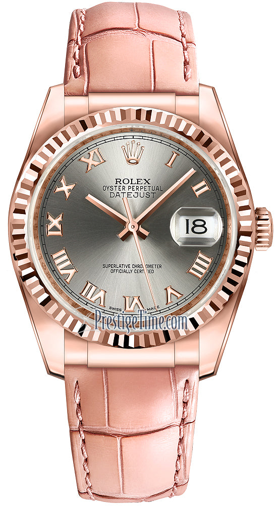 Rolex Datejust 36mm Everose Gold 116135 Steel Roman