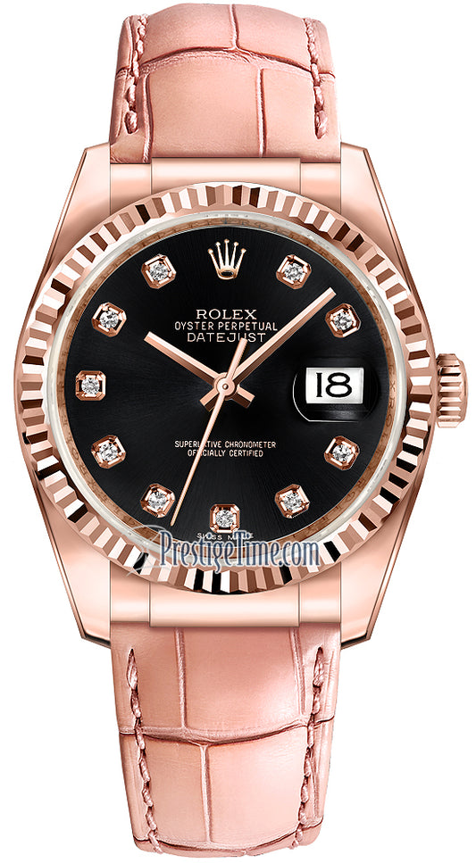 Rolex Datejust 36mm Everose Gold 116135 Black Diamond