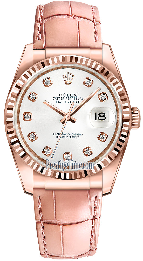 Rolex Datejust 36mm Everose Gold 116135 White Diamond