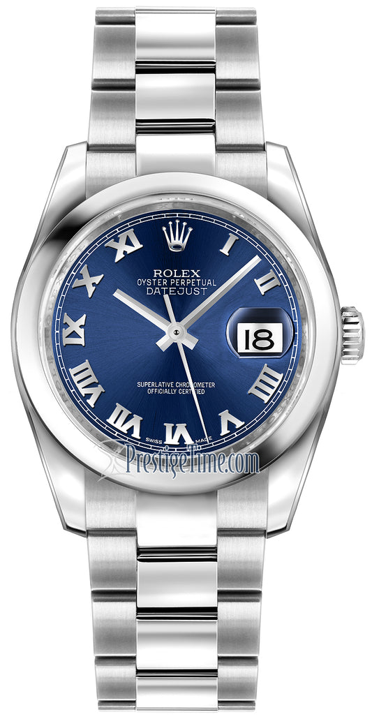 Rolex Datejust 36mm Stainless Steel 116200 Blue Roman Oyster