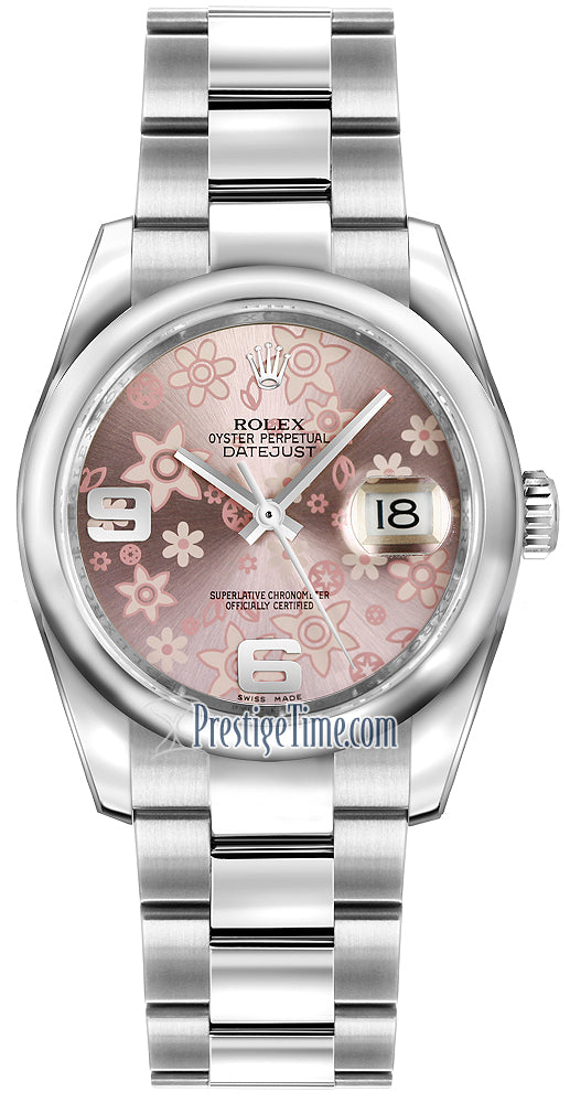 Rolex Datejust 36mm Stainless Steel 116200 Pink Floral Oyster