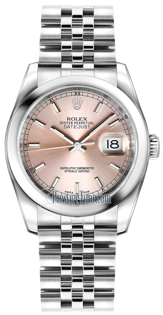 Rolex Datejust 36mm Stainless Steel 116200 Pink Index Jubilee