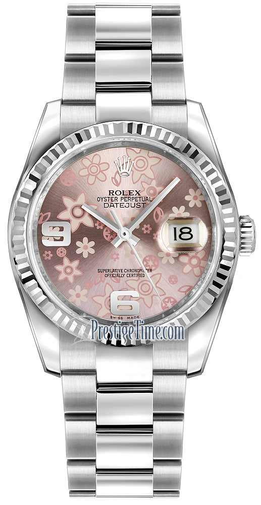 Rolex Datejust 36mm Stainless Steel 116234 Pink Floral Oyster