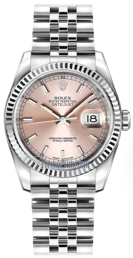 Rolex Datejust 36mm Stainless Steel 116234 Pink Index Jubilee