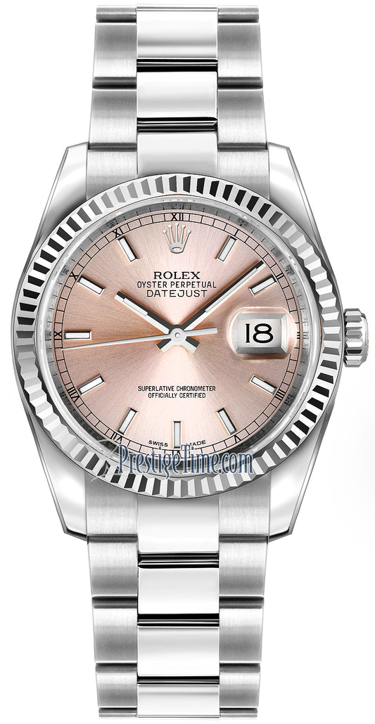 Rolex Datejust 36mm Stainless Steel 116234 Pink Index Oyster