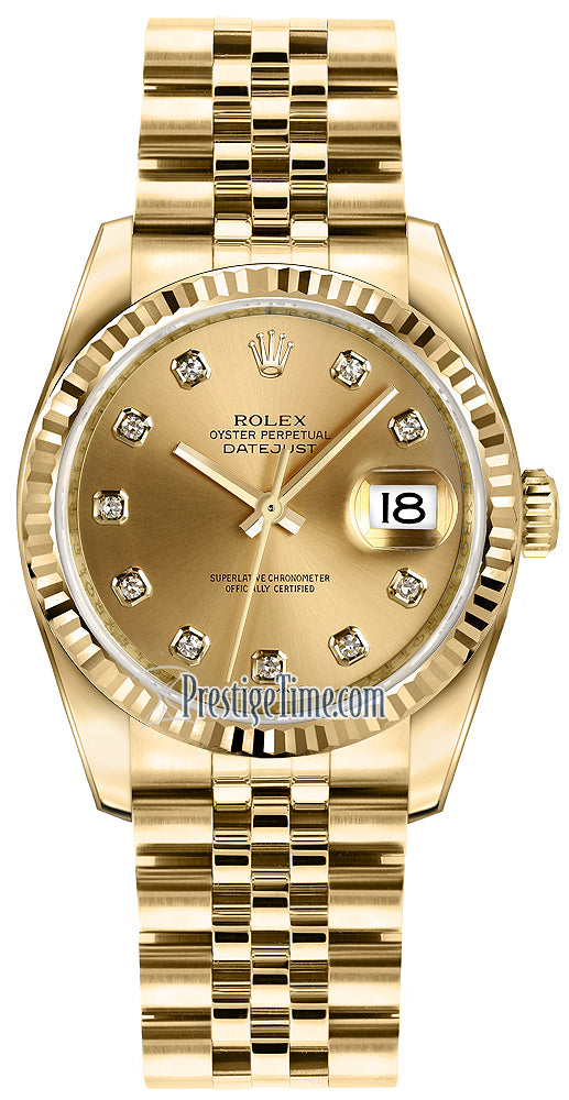 Rolex Datejust 36mm Yellow Gold 116238 Champagne Diamond Jubilee