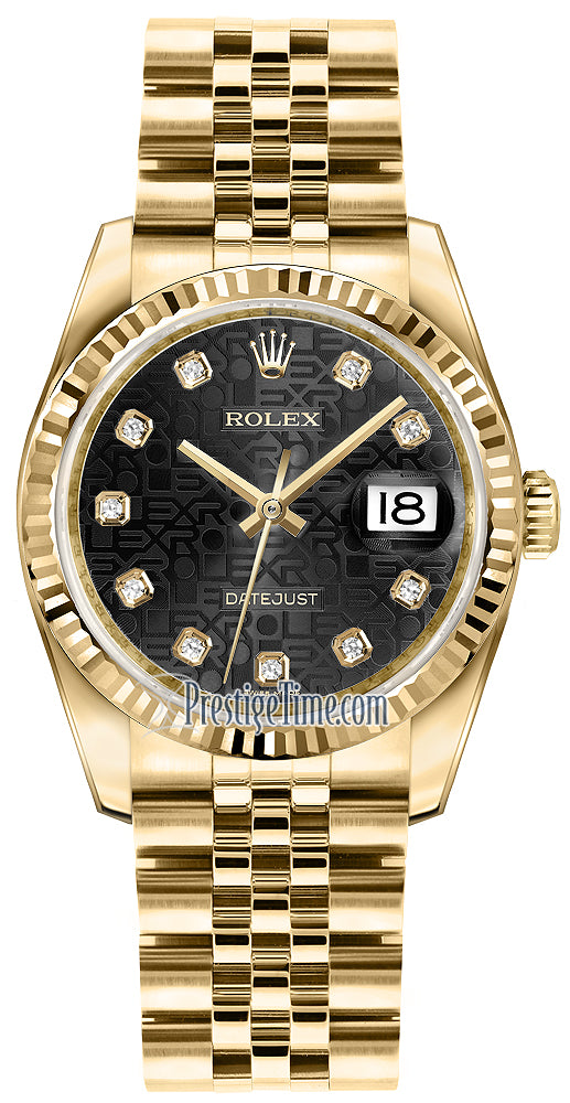 Rolex Datejust 36mm Yellow Gold 116238 Jubilee Black Diamond Jubilee